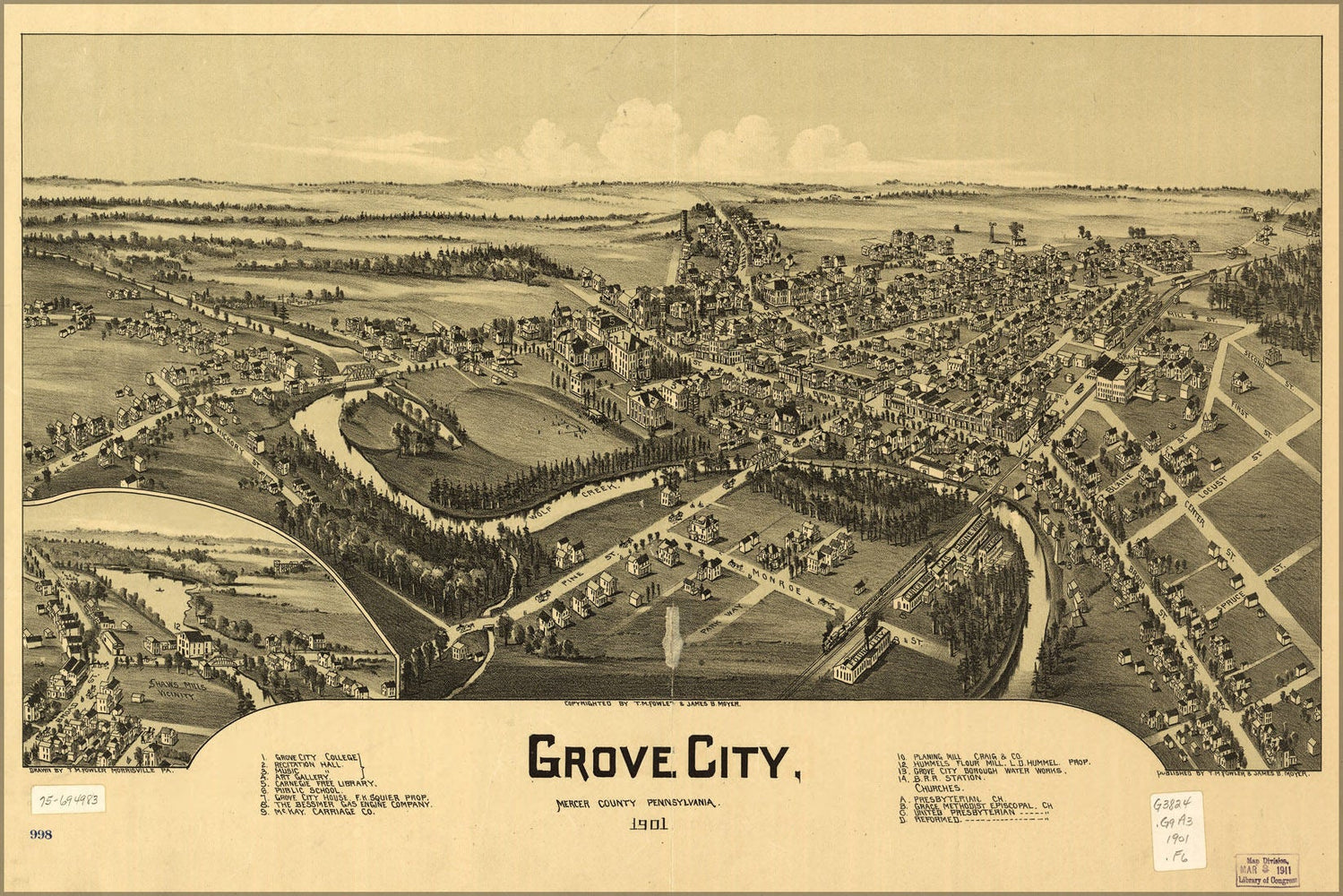 Poster, Many Sizes Available; Map Of Grove City, Pennsylvania 1901