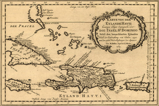 Poster, Many Sizes Available; Map Of Haiti & Dominican Republic 1754 In German