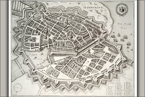 Poster, Many Sizes Available; Map Of Hamburg Germany By Wenzeler Hollar 17Th Century