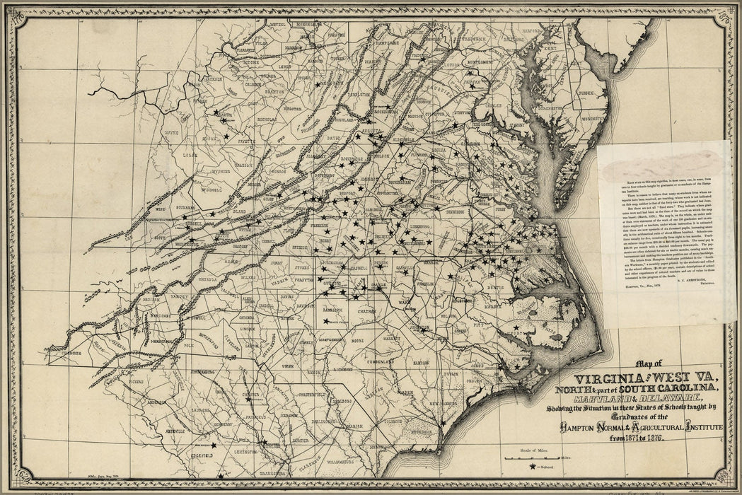 Poster, Many Sizes Available; Map Of Hampton University Teaching Positions 1871 To 1876