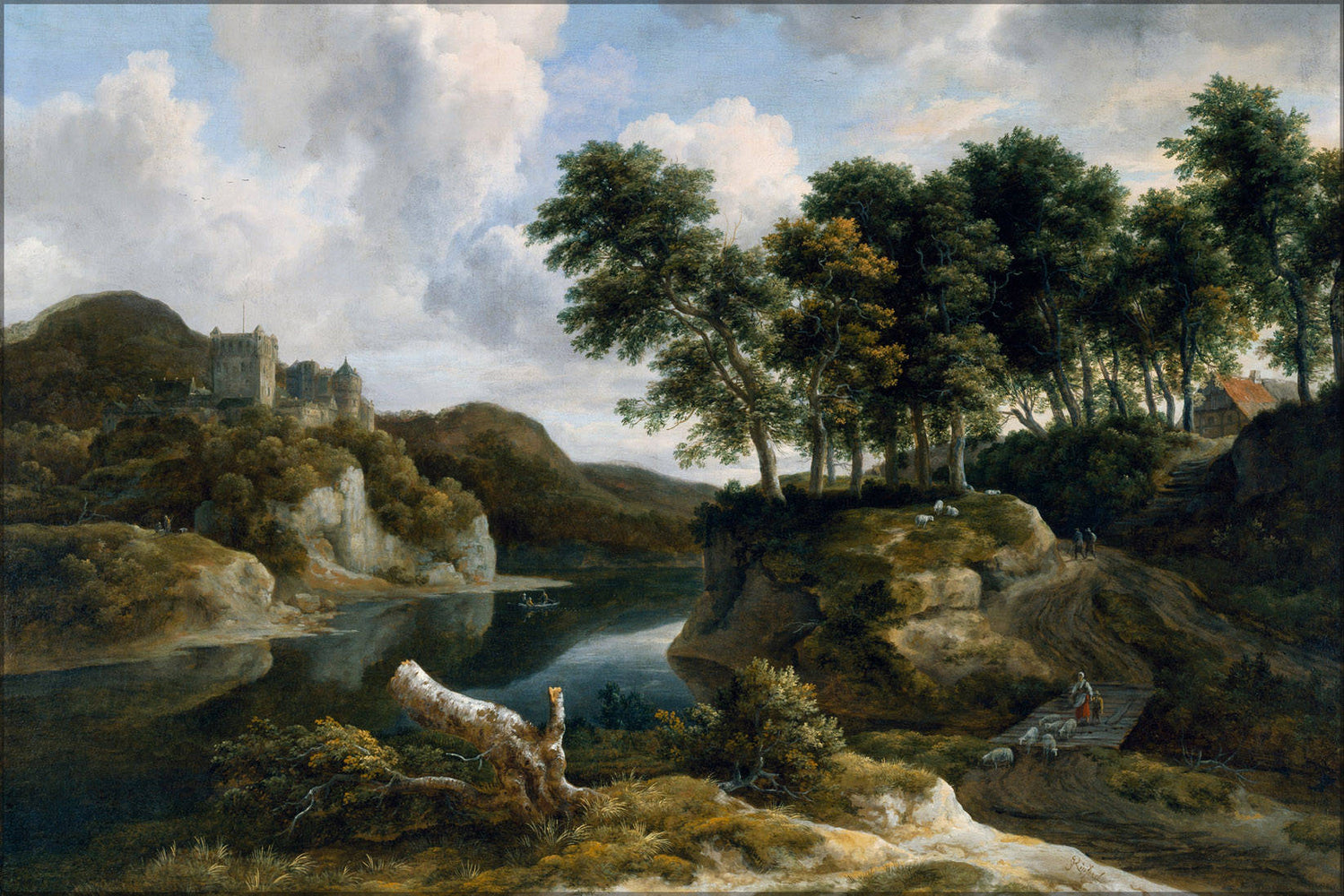 Poster, Many Sizes Available; Jacob Van Ruisdael River Landscape With A Castle On A High Cliff