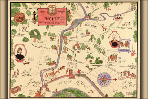 Poster, Many Sizes Available; Map Of Pioneer Hartford Connecticut 1927