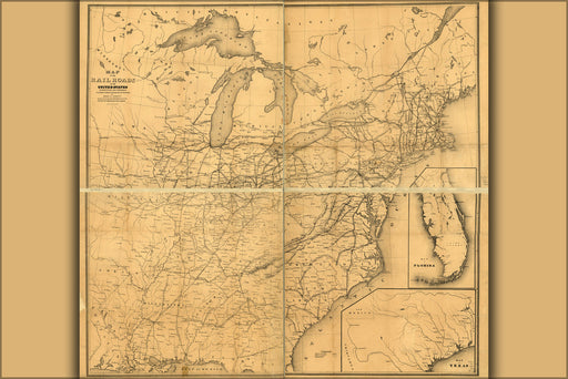 Poster, Many Sizes Available; Railroad Map Of The United States Of America 1852