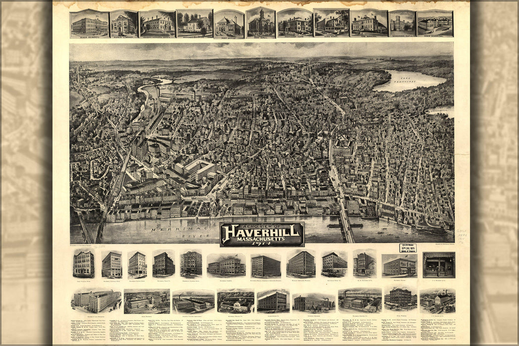 Poster, Many Sizes Available; Map Of Haverhill, Massachusetts 1914