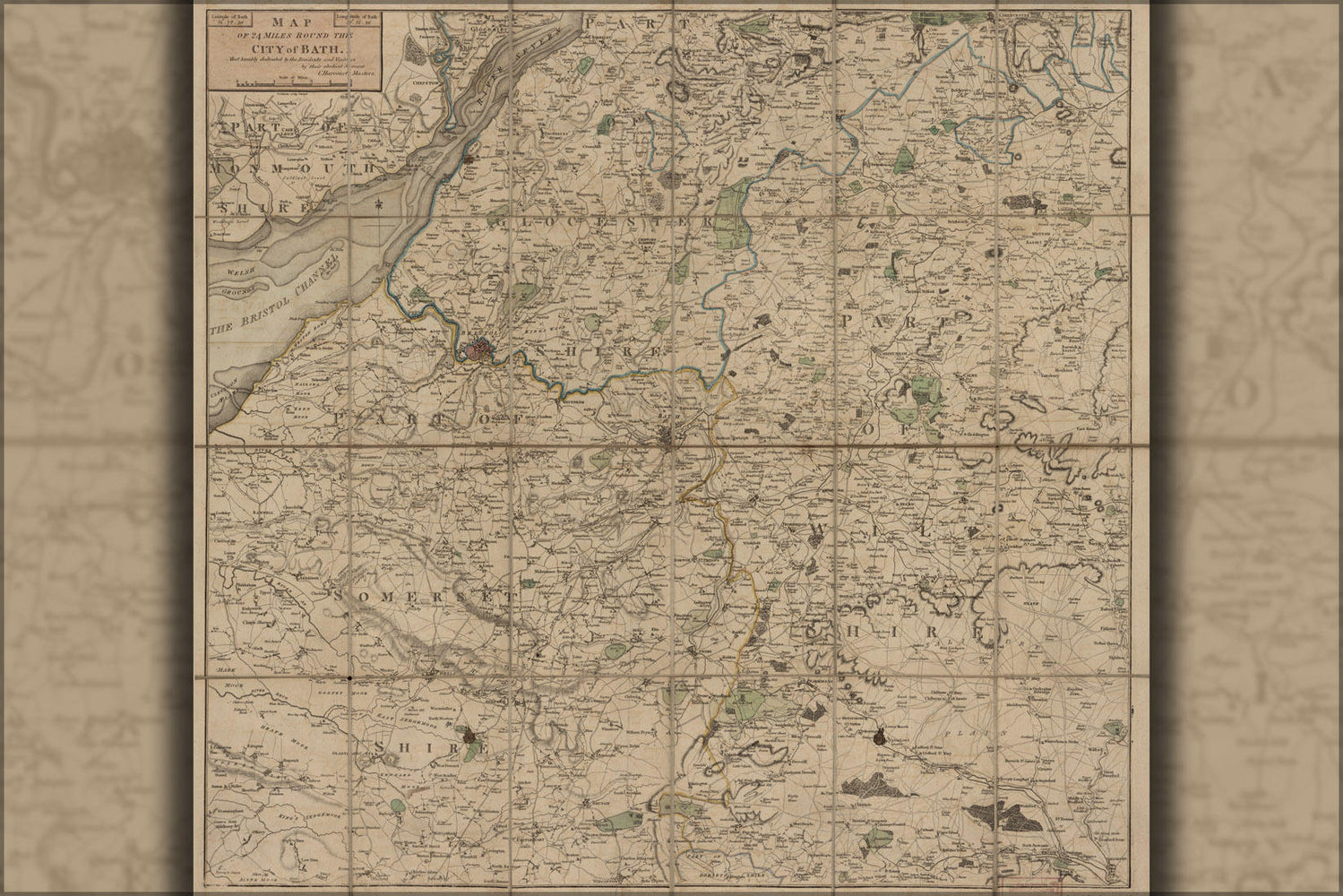 Poster, Many Sizes Available; Map Of 24 Miles Round Bath England 1820