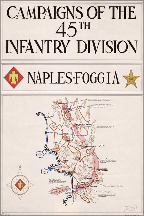 Poster, Many Sizes Available; Map Of 45Th Infantry Division Naples Foggia Italy 1945