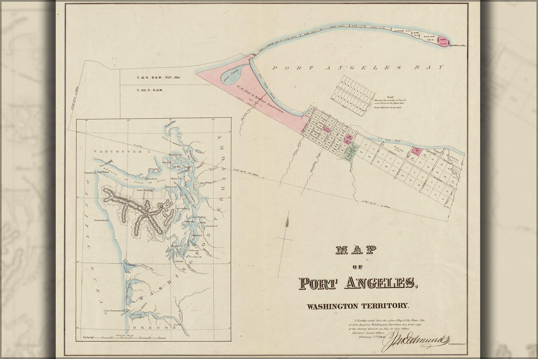 Poster, Many Sizes Available; Map Of Port Angeles, Washington Territory 1891