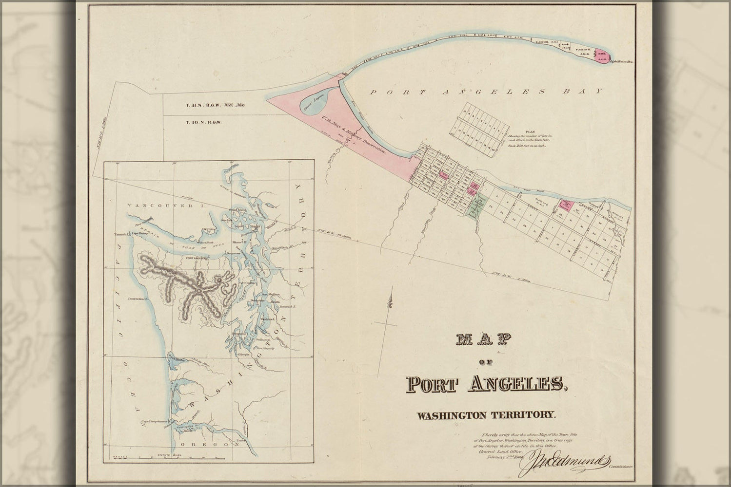 Poster, Many Sizes Available; Map Of Port Angeles, Washington Territory 1891