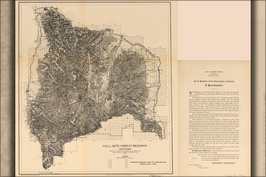 Poster, Many Sizes Available; Map Of Hell Gate Forest Reserve 1906