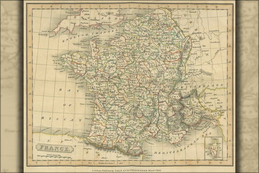 Poster, Many Sizes Available; 1814 Map Of France, Published By Gale, Curtin & Fenner