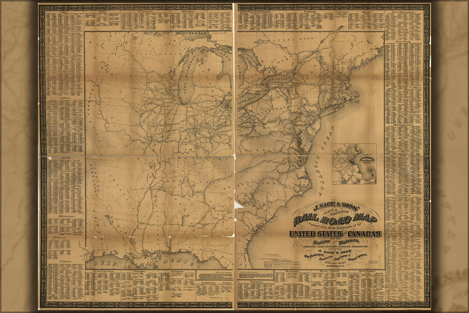 Poster, Many Sizes Available; Railroad Map United States & Canada 1858