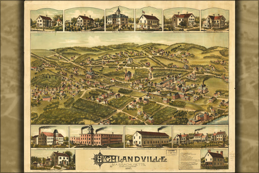 Poster, Many Sizes Available; Map Of Highlandville, Massachusetts 1887