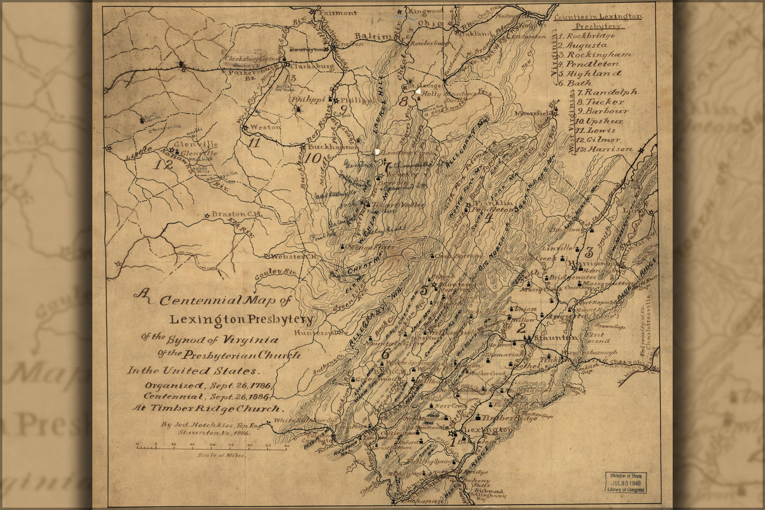 Poster, Many Sizes Available; Map Of Presbyterian Church In Virginia 1886