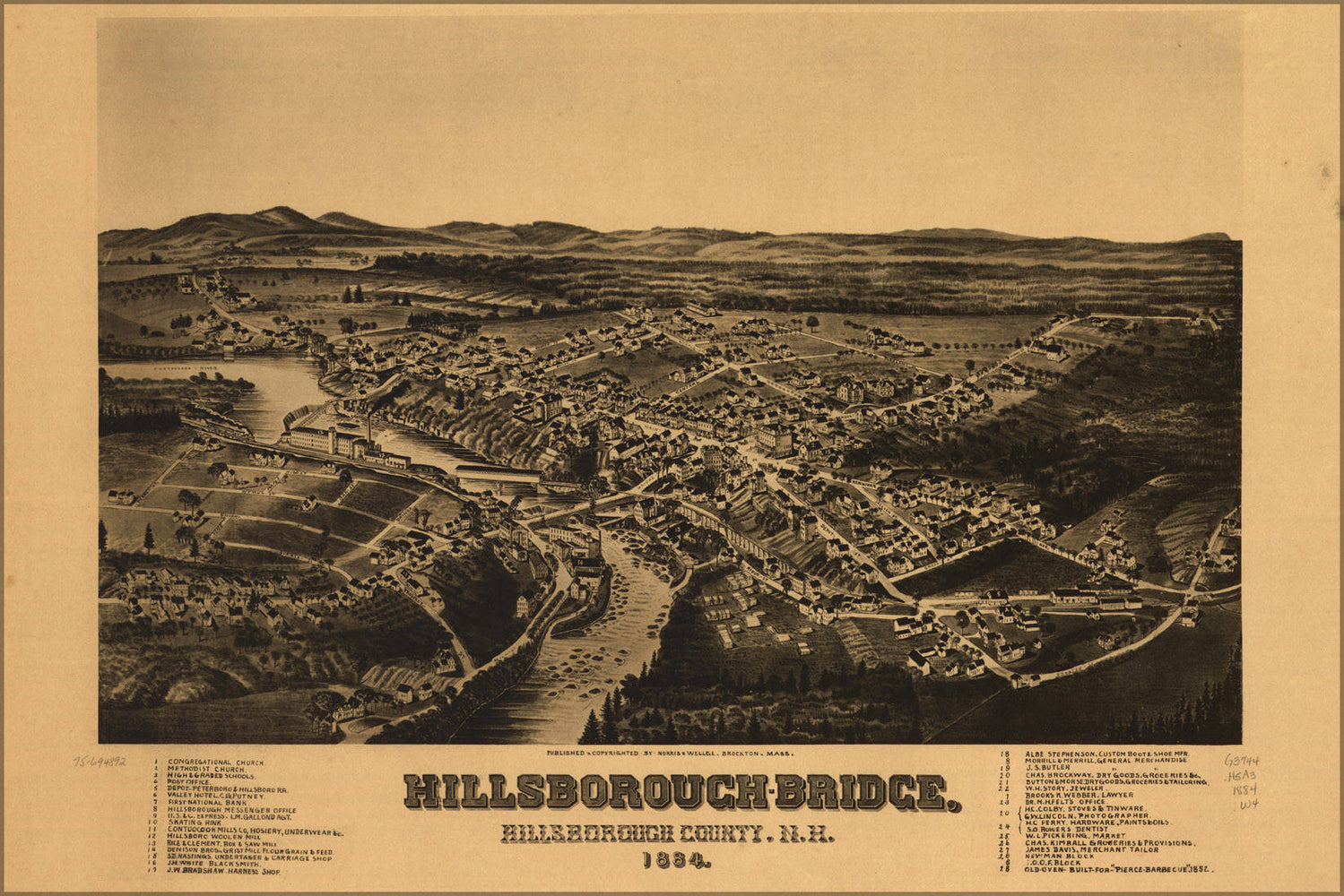 Poster, Many Sizes Available; Map Of Hillsborough Bridge New Hampshire 1884