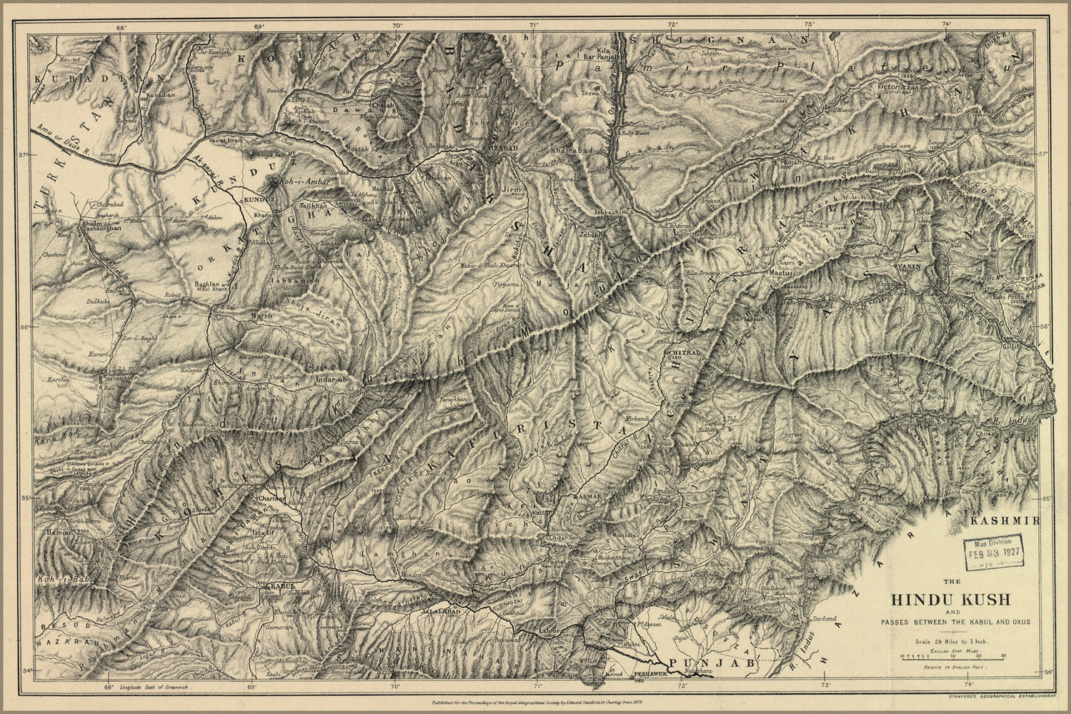 Poster, Many Sizes Available; Map Of Hindu Kush Afghanistan Pakistan 1879