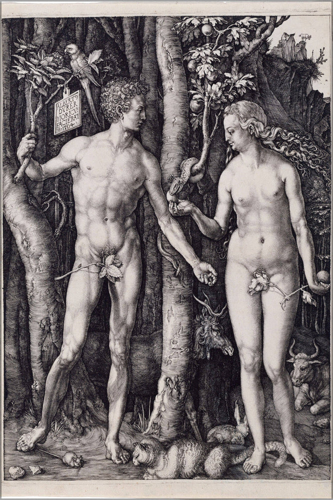 Poster, Many Sizes Available; Adam And Eve Standing On Either Side Of The Tree Of Knowledge With The Serpent By Albrecht Durer