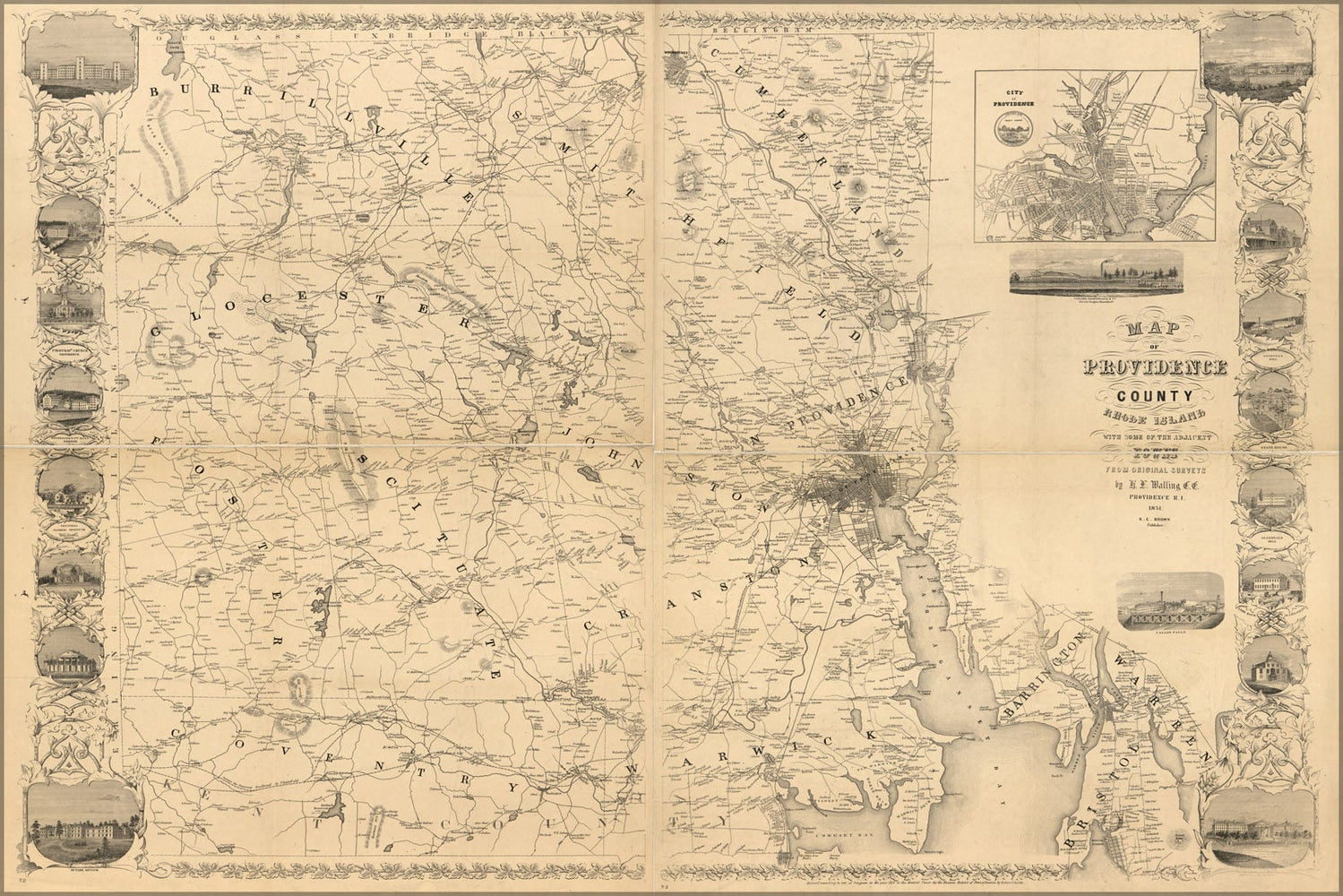 Poster, Many Sizes Available; Map Of Providence County, Rhode Island 1851