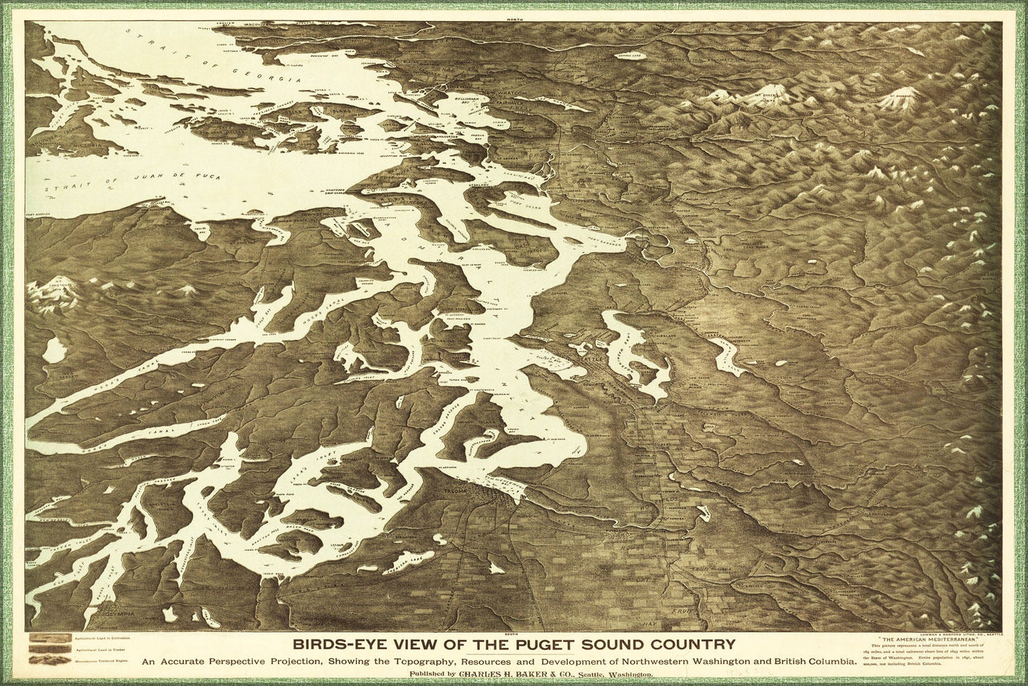 Poster, Many Sizes Available; Map Of Puget Sound Country Washington State 1891