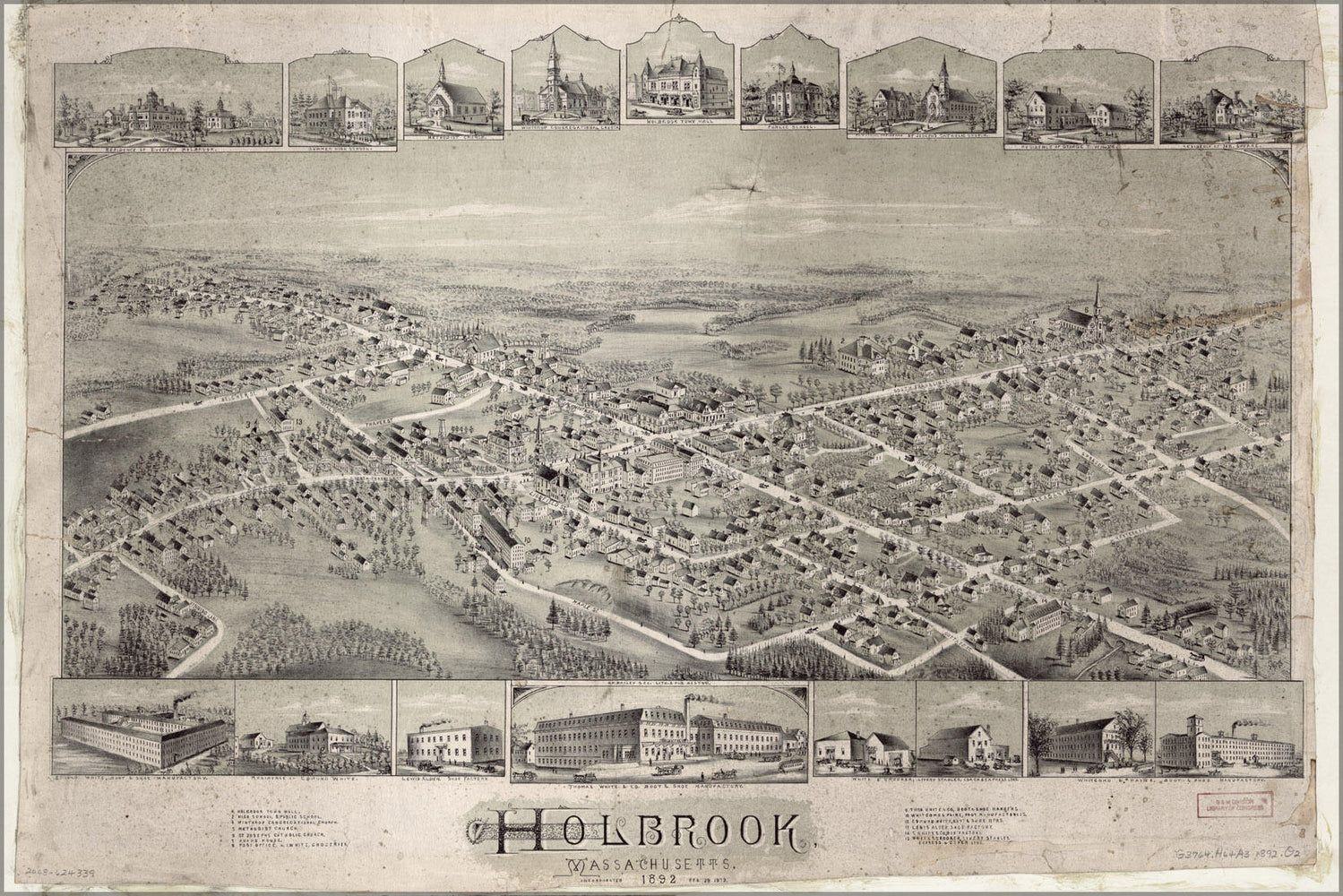 Poster, Many Sizes Available; Map Of Holbrook, Massachusetts, 1892