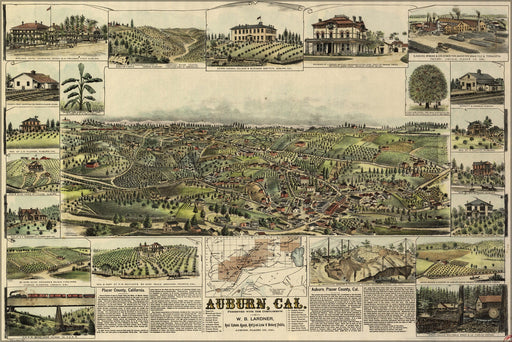 Poster, Many Sizes Available; Birdseye View Map Of Auburn, California 1887