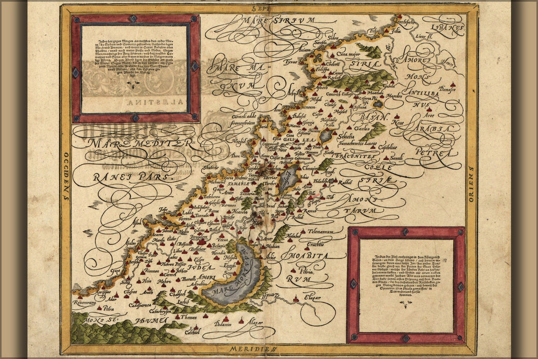 Poster, Many Sizes Available; Map Of Holy Land Israel Palestine In German 1588