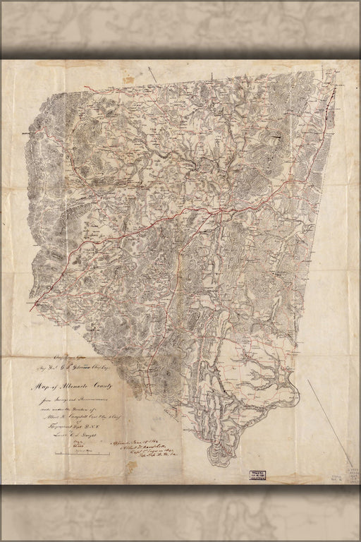 Poster, Many Sizes Available; Map Of Albemarle County Virginia 1864 P2