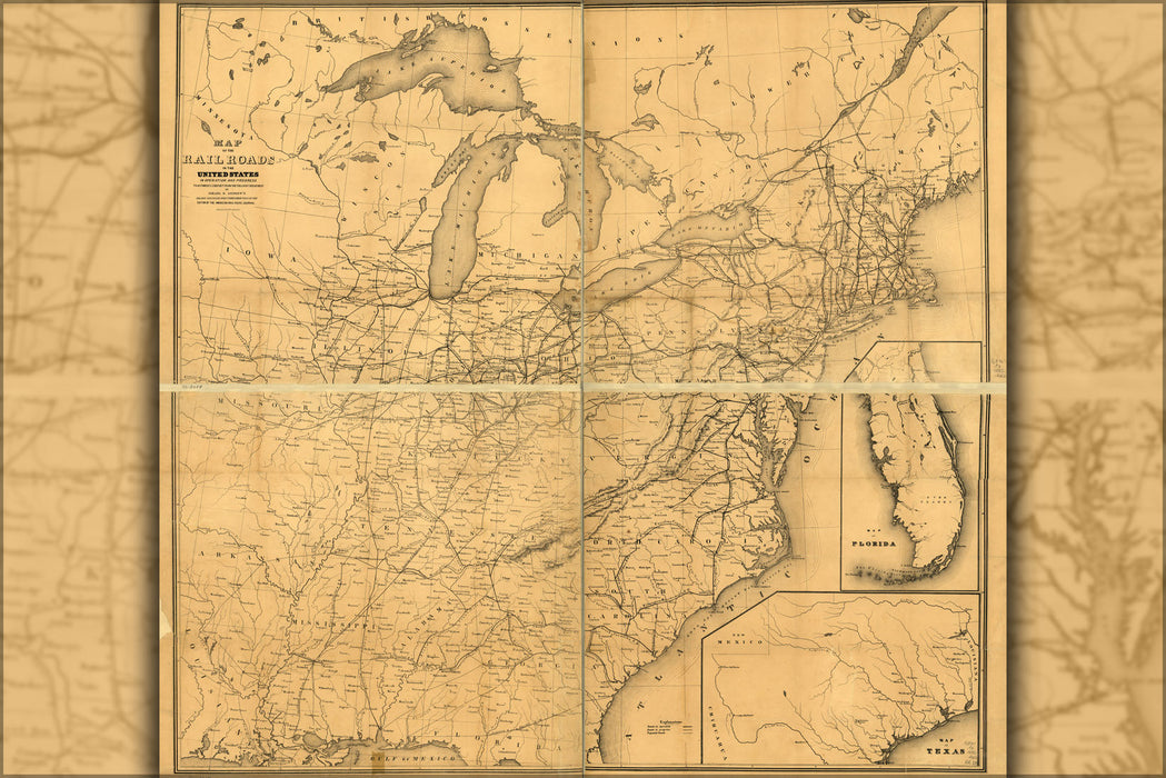 Poster, Many Sizes Available; Map Of Railroads In The United States Of America 1852