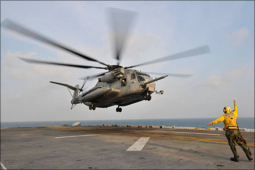 Poster, Many Sizes Available; H-53E H-53 Sea Stallion Helicopter Aboard Amphibious Assault Ship Uss Essex (Lhd 2)