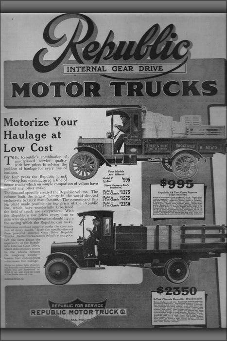 Poster, Many Sizes Available; Republic Truck Company Automobile Advertisement (Reproduction)