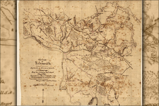 Poster, Many Sizes Available; Map Of Richmond Region, Virginia 1862