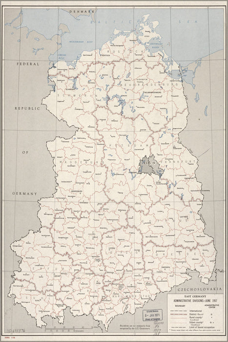 Poster, Many Sizes Available; Cia Map Of East Germany Admin Divisions 1957