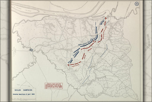 Poster, Many Sizes Available; Map Of American Civil War Shiloh Campaign, 1862