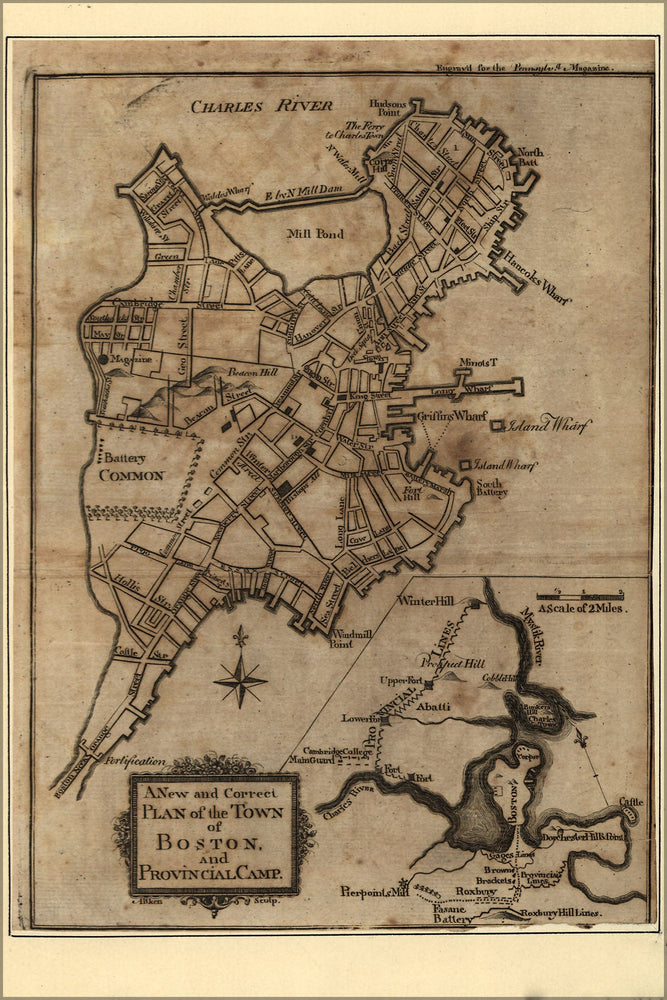 Poster, Many Sizes Available; Revolutionary War Map Of Boston, And Provincial Camp 1775