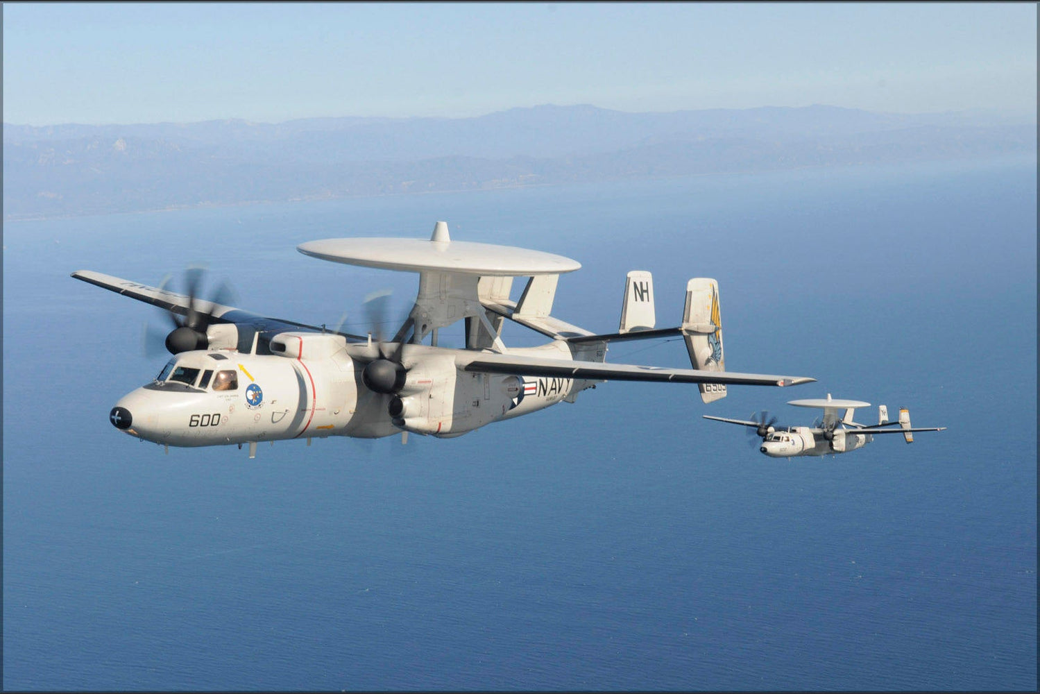 Poster, Many Sizes Available; Navy E-2C Hawkeye (Vaw) 117 In Formation Over Pacific Ocean