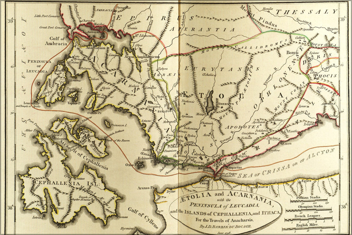 Poster, Many Sizes Available; Map Of Ancient Aetolia And Acarnania C1795