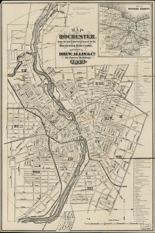 Poster, Many Sizes Available; Map Of Rochester New York 1872