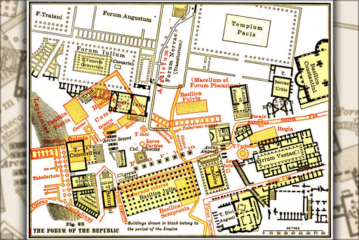 Poster, Many Sizes Available; Map Of Roman Empire Forum In Rome Italy