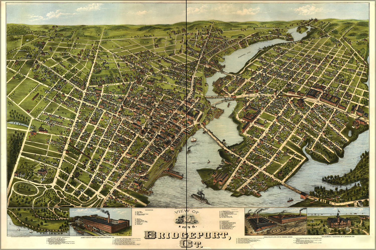 Poster, Many Sizes Available; Birdseye View Map Of Bridgeport, Connecticut 1875