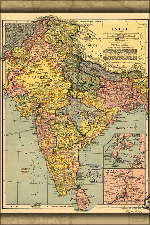 Poster, Many Sizes Available; Map Of India 1903