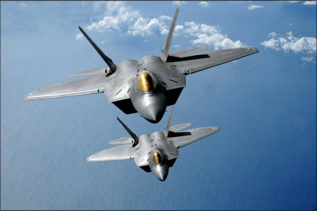 Poster, Many Sizes Available; F-22 Raptors Fly Over Pacific Ocean Deployed From Elmendorf Afb