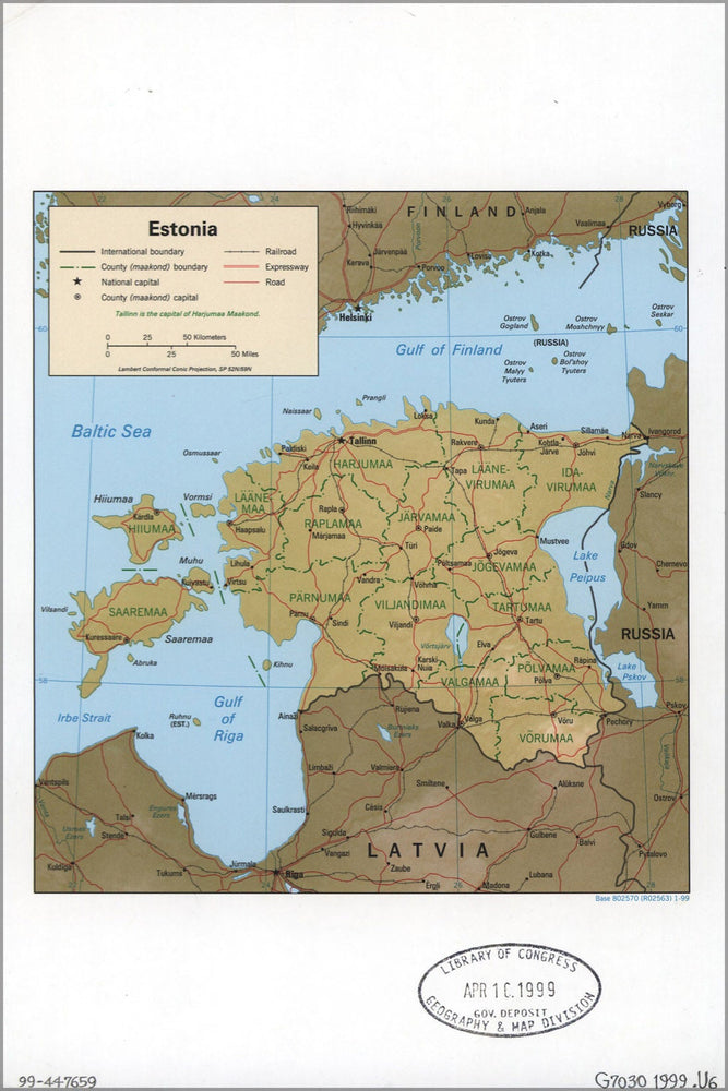 Poster, Many Sizes Available; Cia Map Of Estonia 1999