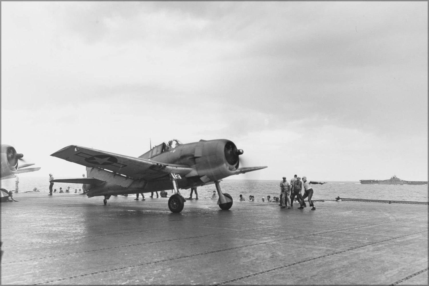 Poster, Many Sizes Available; Navy Grumman F6F-3 Hellcat (Vf-9) Uss Essex (Cv-9) 1944