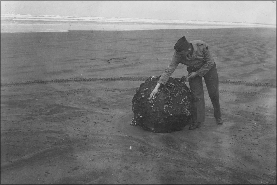 Poster, Many Sizes Available; Japanese Buoyant Mine Which Drifted From Japanese Waters To Fort Stevens Beach Between Peter Iredale And The S