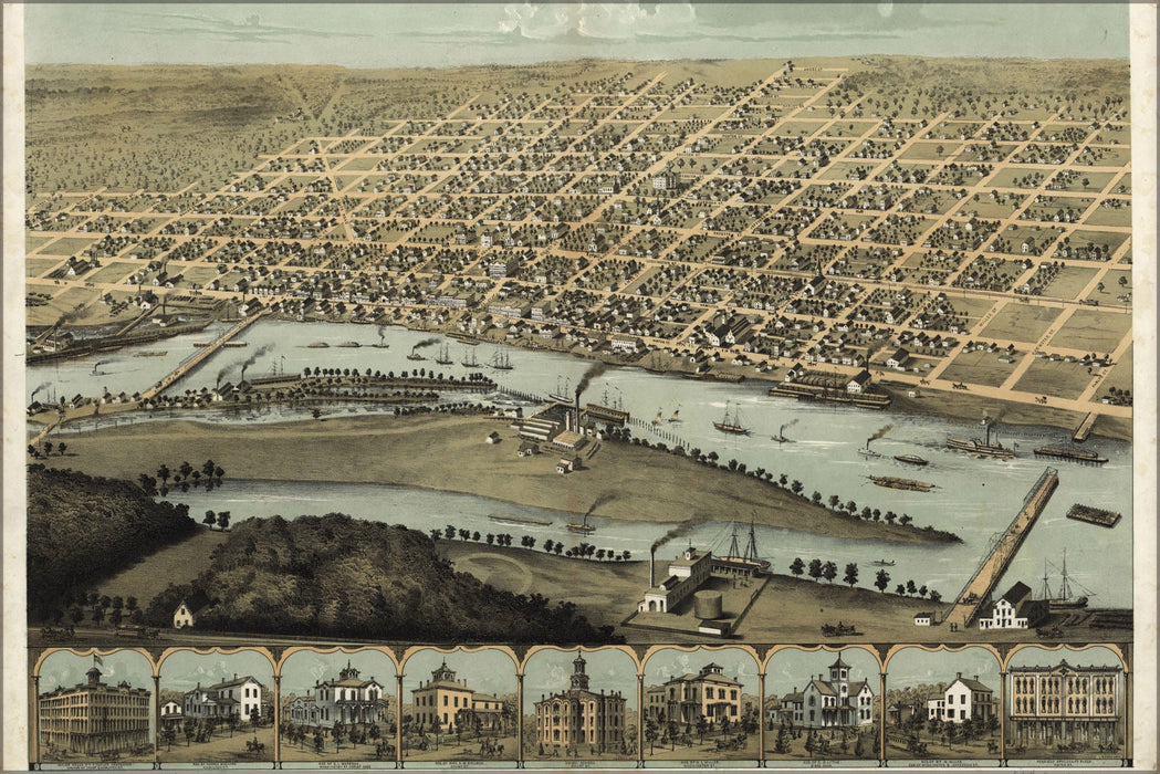 Poster, Many Sizes Available; Map Of Saginaw City Michigan 1867