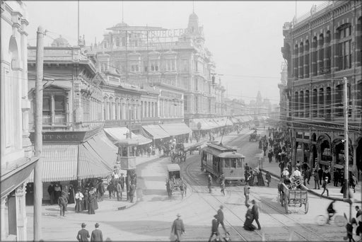 Poster, Many Sizes Available; Hamburger&#39;S Department Store Seen From Down A Very Busy Street, Ca.1890-1899 (Chs-154.1) #031715