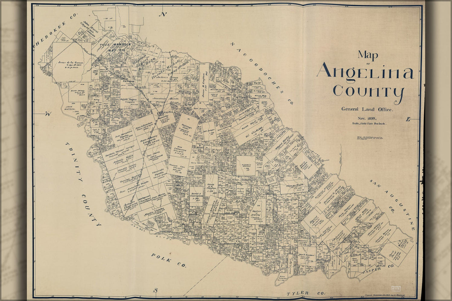 Poster, Many Sizes Available; Map Of Angelina County Texas 1935