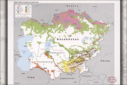 Poster, Many Sizes Available; Cia Map Of Ethnic Groups In Central Asia 1992