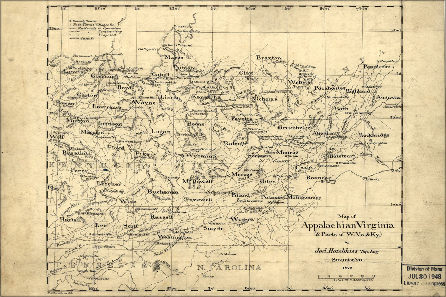 Poster, Many Sizes Available; Map Of Appalachian Virginia 1873