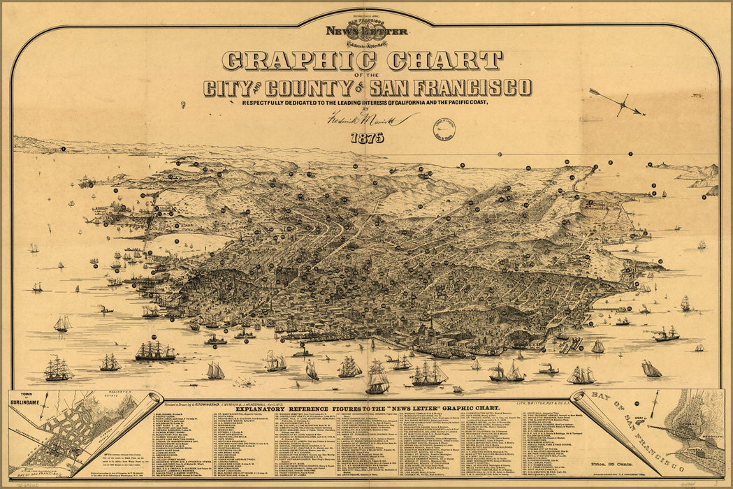 Poster, Many Sizes Available; Map Of San Francisco, California 1875