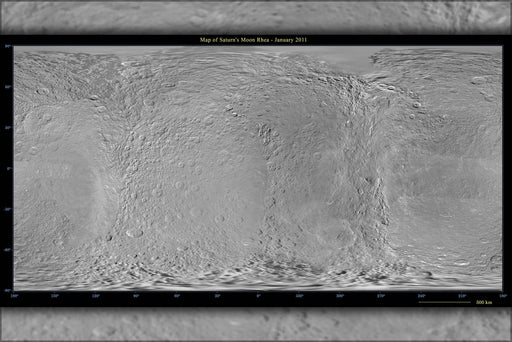 Poster, Many Sizes Available; Map Of Saturn Moon Rhea Using Cassini & Voyager Data